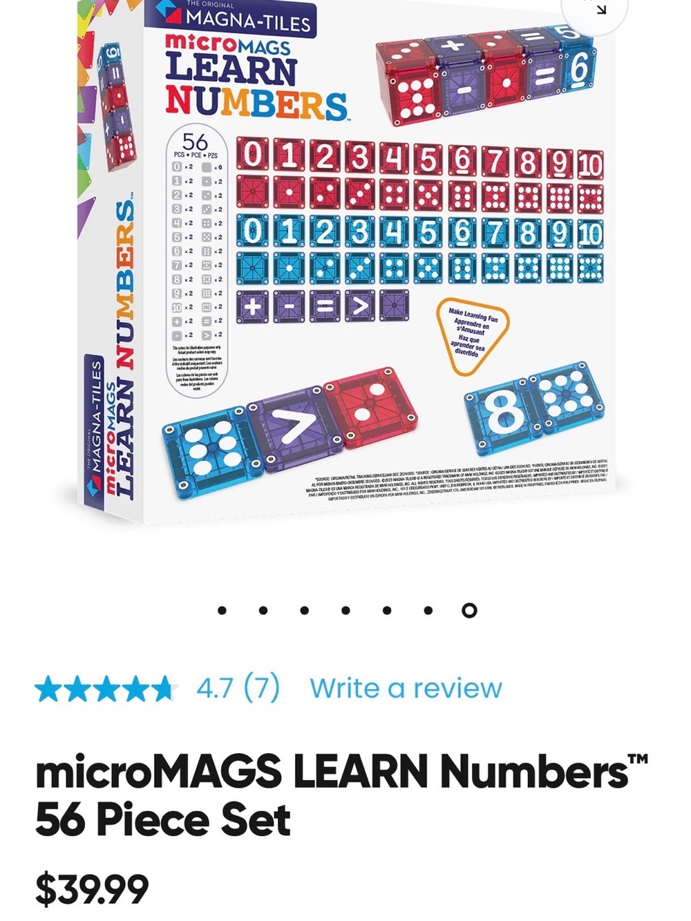microMAGs Learn Numbers Magna-Tiles - Picture 5 of 5